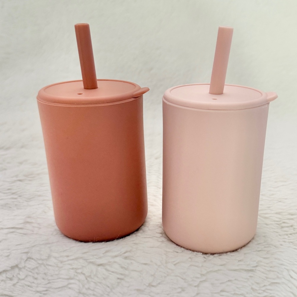 Silicone Toddler Cup 5 Ounce Capacity Set of 2 Light Pink Salmon Pink